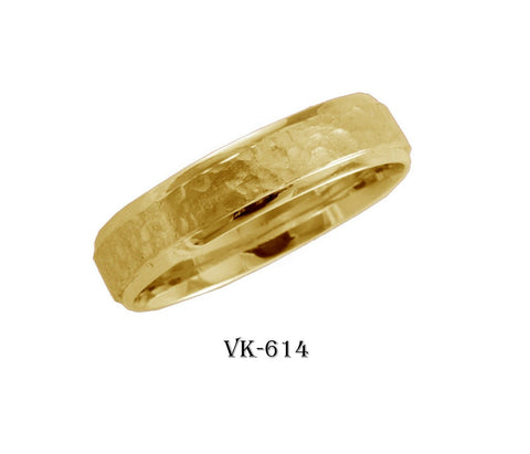 18k Solid Gold Elegant Ladies Modern Hammer Finish Flat Band 5mm Ring VK614v(Y) - Royal Dubai Jewellers