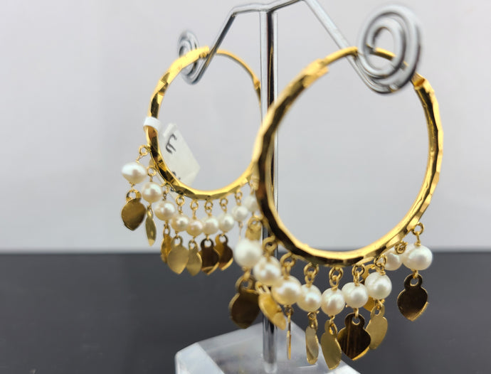 22K Solid Gold Pipal Patti Hoops E20868 - Royal Dubai Jewellers