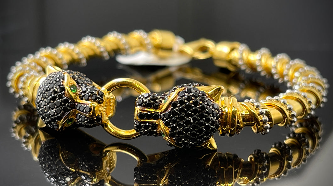 22k Bangle Solid Gold Elegant Charm Unique Exotic Panther Design br5168z - Royal Dubai Jewellers