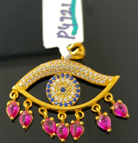 21K Solid Gold Evil Eye Pendant P4721 - Royal Dubai Jewellers
