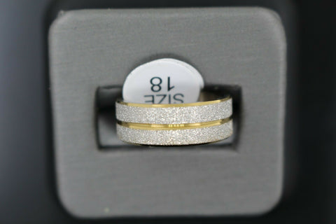 18k Solid Gold Elegant Ladies Modern Sand Finish Band Ring R9259m - Royal Dubai Jewellers