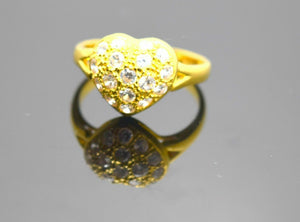 22k 22ct Solid Gold ELEGANT HEART Stone RING *RESIZING* R46 - Royal Dubai Jewellers