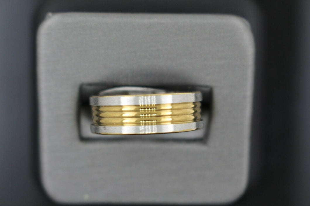 18k Solid Gold Elegant Ladies Modern Disc Finish Band Ring R9229m - Royal Dubai Jewellers