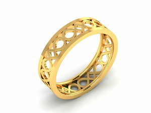 22k Ring Solid Yellow Gold Ladies Jewelry Modern Geometric Pattern CGR17 - Royal Dubai Jewellers