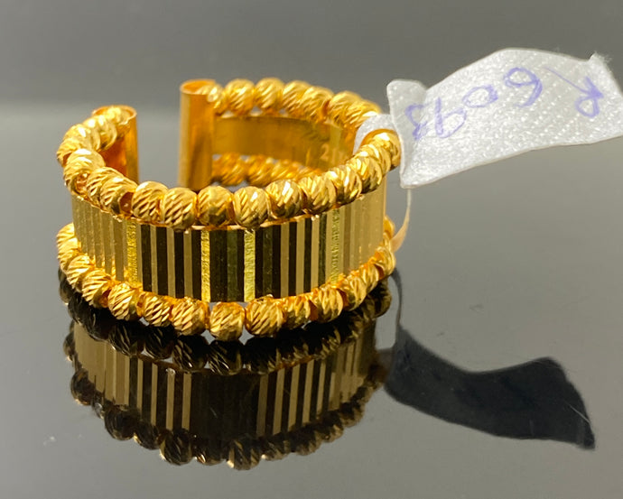 21k Solid Gold Ladies Designer Balls Diamond Cut Modern Band Ring R6093 - Royal Dubai Jewellers