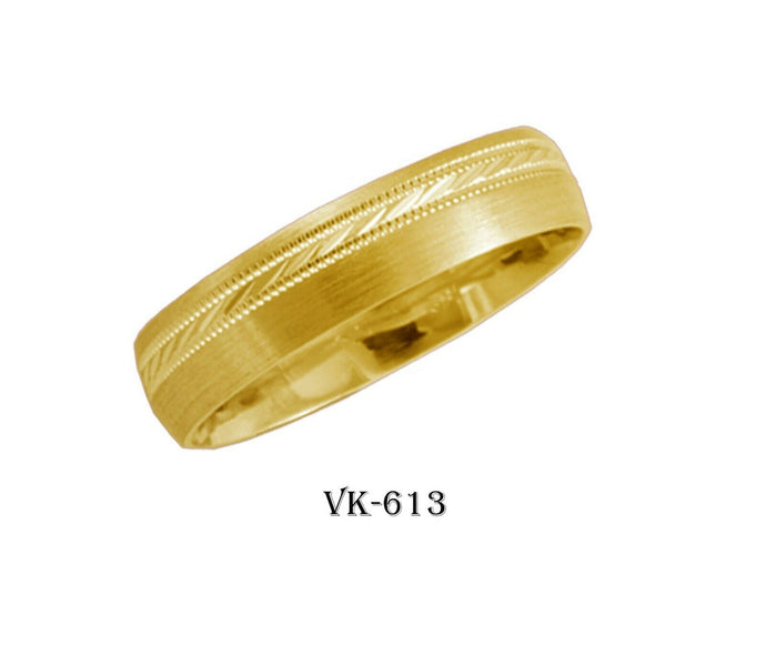 14k Solid Gold Elegant Ladies Modern Cross Stain Flat Band 5mm Ring VK613v(Y) - Royal Dubai Jewellers