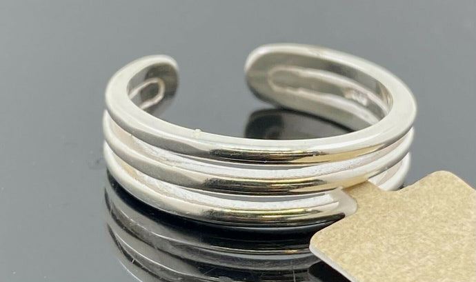 18k Ring Solid Gold ELEGANT Simple 3 tier Design Ladies Band r2396z - Royal Dubai Jewellers