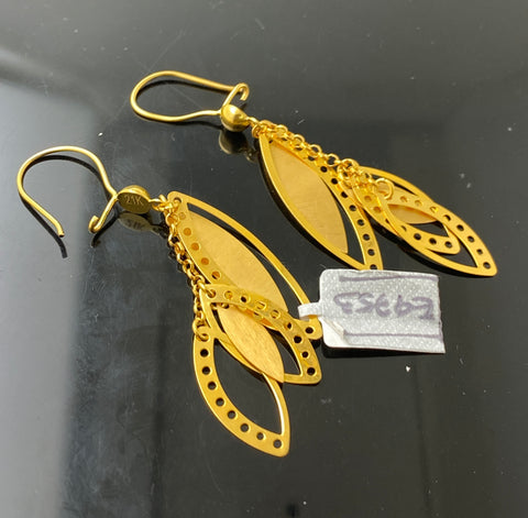 21k Solid Gold Flat Geometric Dangling Earring e9753 - Royal Dubai Jewellers
