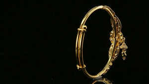 22k Bangle Solid Gold ELEGANT Children Bangle Adjustable Size 1.7 inch CB1192 - Royal Dubai Jewellers