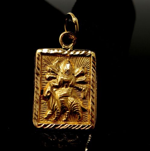 22k 22ct Solid Gold SHRI Vaishnoo Vaishnu DURGA MATA OM OHM AHM Pendant P1036 ns - Royal Dubai Jewellers