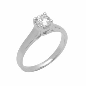 14k Solid Gold Elegant Ladies Modern Tapered Round Solitaire Ring D2054v - Royal Dubai Jewellers