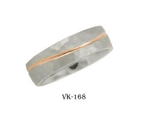 14k Solid Gold Elegant Ladies Modern Hammered Finish Flat Band Ring VK168v - Royal Dubai Jewellers