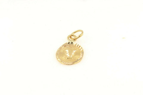 22k 22ct Solid Gold Charm Letter V Pendant Oval Design p1137 ns - Royal Dubai Jewellers