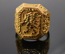 22k Ring Solid Gold Elegant Lion Emblem Design Men Ring Size R2054 mon - Royal Dubai Jewellers