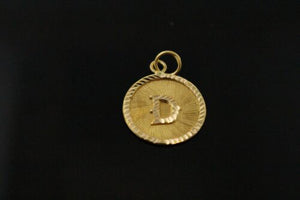 22k 22ct Solid Gold Charm Letter D Pendant Round Design p1078 ns - Royal Dubai Jewellers