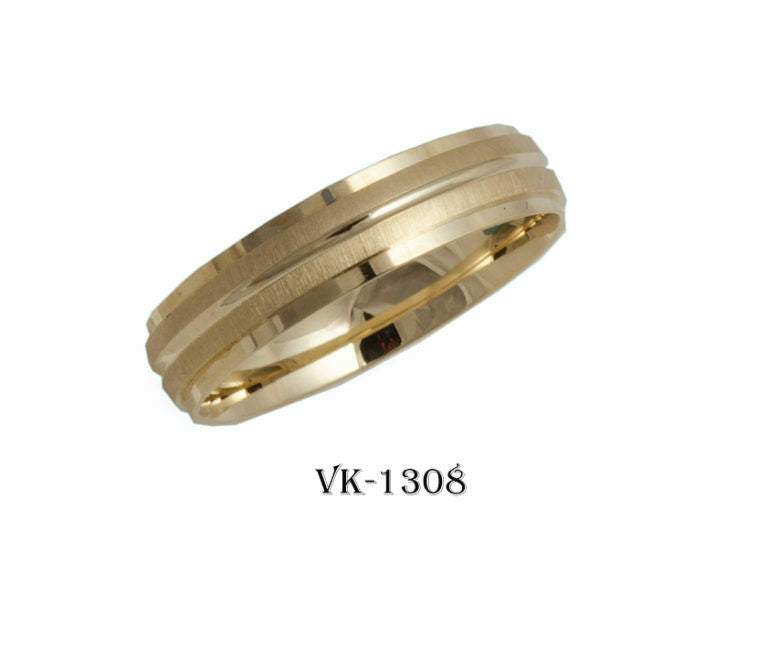 14k Solid Gold Elegant Ladies Modern Stipple Finish Flat Band 5mm Ring VK1308v - Royal Dubai Jewellers