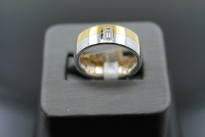 18k Solid Gold Elegant Ladies Modern Zirconia Shiny Finish Band Ring R9457m - Royal Dubai Jewellers