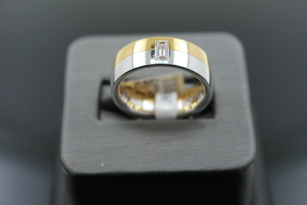 18k Solid Gold Elegant Ladies Modern Zirconia Shiny Finish Band Ring R9457m - Royal Dubai Jewellers