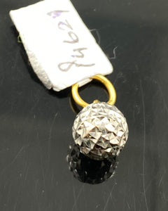 21K Solid Gold Two Tone Rhodium Ball Pendant P4621z - Royal Dubai Jewellers