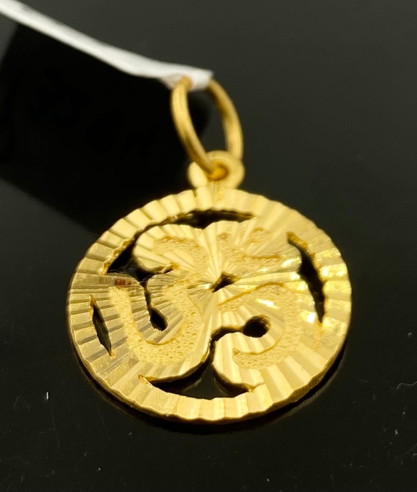 22k Pendant Solid Gold Round Shape Religious Hindu DesignP3294 - Royal Dubai Jewellers