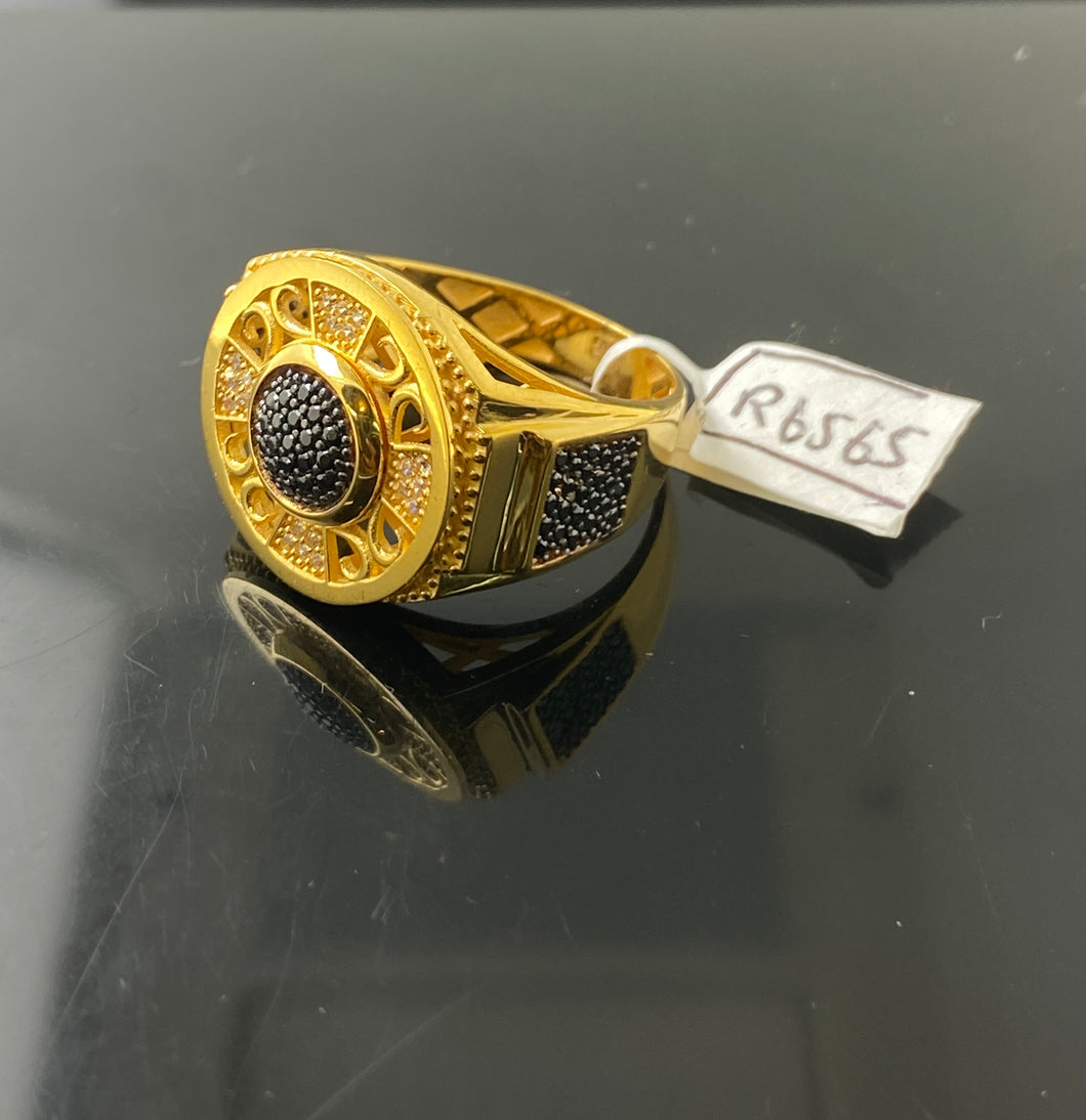 22k Solid Gold Elegant Men Black Onyx Ring r6565 - Royal Dubai Jewellers