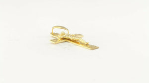 22k Pendant Solid Gold ELEGANT Simple Diamond Cut Jesus Cross Pendant P2151mon - Royal Dubai Jewellers