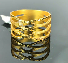 22k RIng Solid Gold Elegant Cross Pattern Ladies Ring Size R2036 mon - Royal Dubai Jewellers