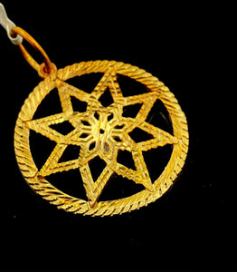 22k Pendant Solid Gold ELEGANT Simple Diamond Cut Star Design Pendant P2010 - Royal Dubai Jewellers