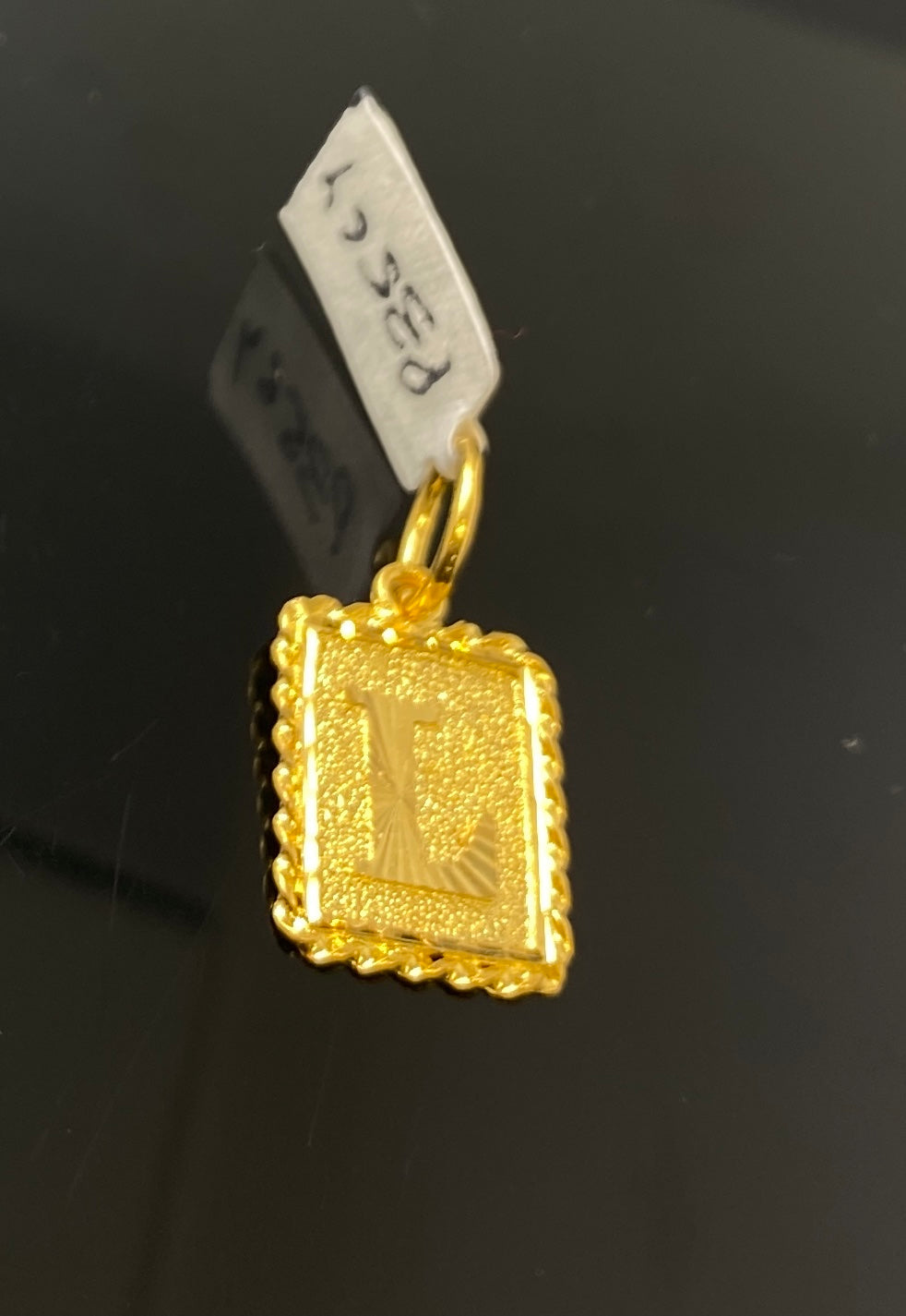 22k Pendant Solid Gold Initial L Rectangular Shape with Shiny Finish P3564 - Royal Dubai Jewellers