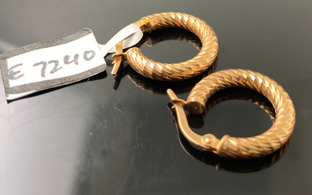 10k Solid Gold Ladies Designer Rose gold Spiral Hoop Earrings E7240 - Royal Dubai Jewellers