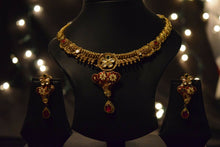 22k Necklace Set Beautiful Solid Gold Ladies Navratan With Enamel CS264 - Royal Dubai Jewellers