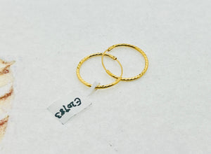 22K Solid Gold Diamond Cut Hoops E20783 - Royal Dubai Jewellers