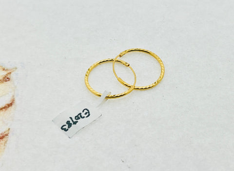 22K Solid Gold Diamond Cut Hoops E20783 - Royal Dubai Jewellers