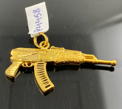 22K Solid Gold Machine Gun Pendant P4458 - Royal Dubai Jewellers