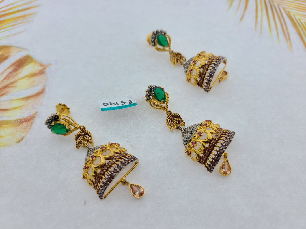 22K Solid Gold Antique Pendant Set P5140 - Royal Dubai Jewellers