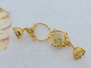 22K Solid Gold Zircon Hoops E22532 - Royal Dubai Jewellers