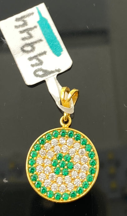 22K Solid Gold Pendant With Crystals P4944 - Royal Dubai Jewellers