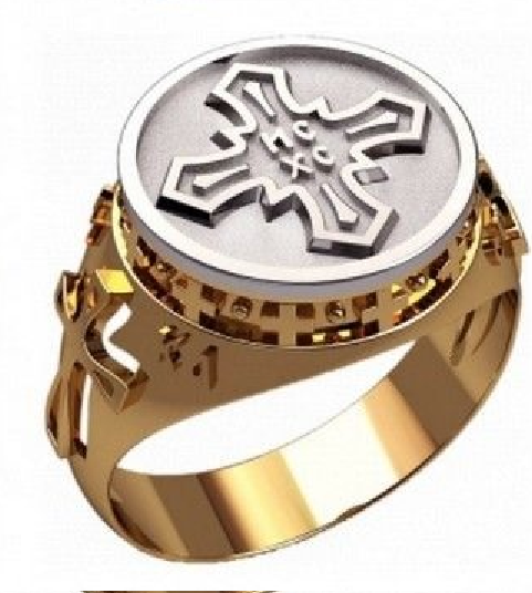 Custom Handmade Elegant Men Ring Unique Modern Orthodox Symbol Design 30383 - Royal Dubai Jewellers