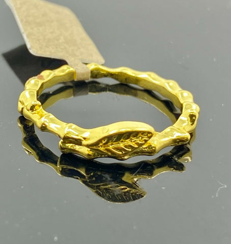 22k Ring Solid Gold ELEGANT Unique Leaf Pattern Ladies Band r2390zz - Royal Dubai Jewellers