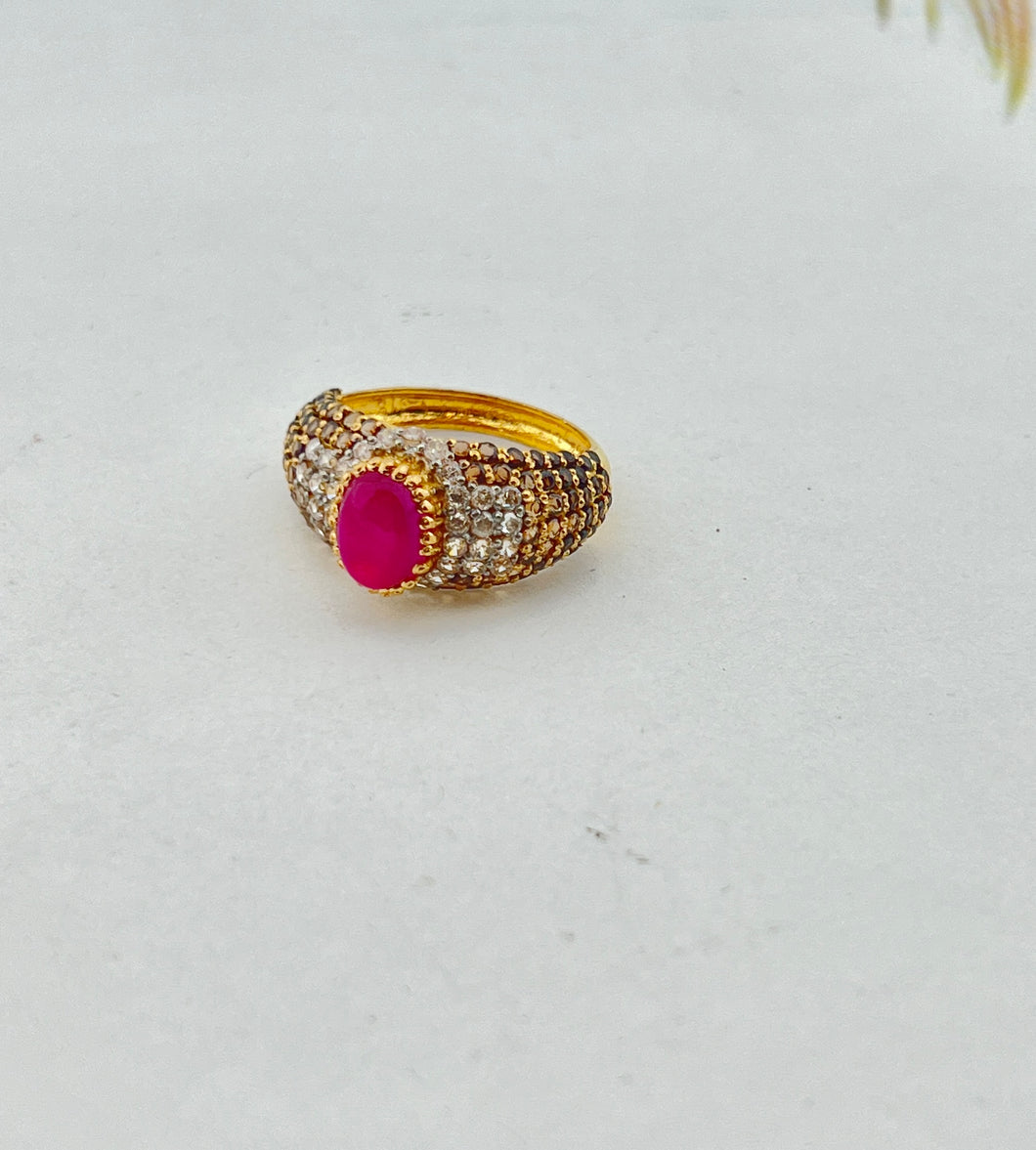 22K Solid Gold Elegant Stone Ring R8187 - Royal Dubai Jewellers