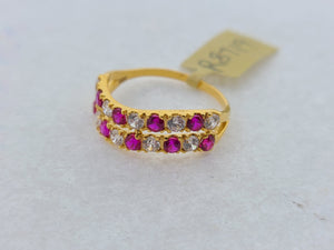 22K Solid Gold Zircon Ring R8719 - Royal Dubai Jewellers