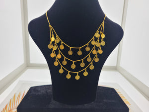 21K Solid Gold Layered Coins Necklace C5484 - Royal Dubai Jewellers