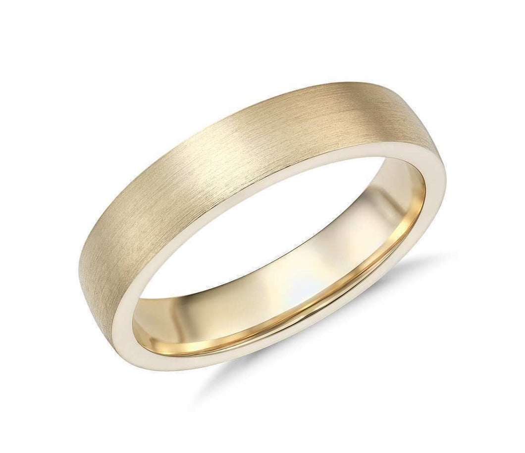 14k Solid Gold Matte Low Dome Comfort Fit Wedding Ring 5mm Custom Size Available - Royal Dubai Jewellers