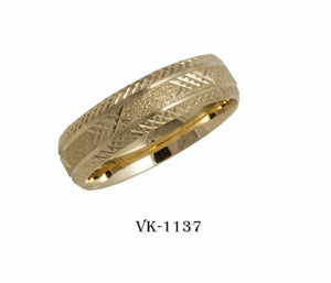 14k Solid Gold Elegant Ladies Modern Machine Finished Flat Band 6mm Ring VK1137v - Royal Dubai Jewellers