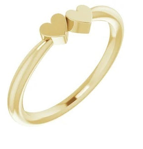 14K yellow 2-Heart Family Engravable Ring - Royal Dubai Jewellers