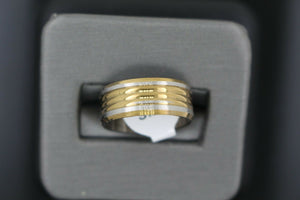 18k Solid Gold Elegant Ladies Modern Shiny Disc Finish Band Ring R9053m - Royal Dubai Jewellers
