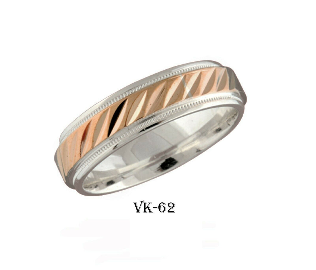 14k Solid Gold Elegant Ladies Modern Machine Finishes Flat Band Ring VK62v - Royal Dubai Jewellers