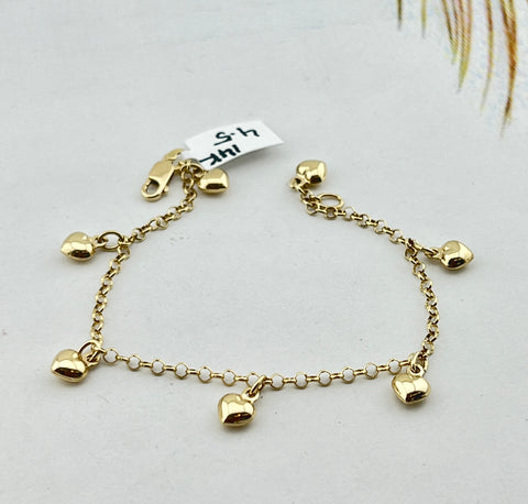 14K Solid Gold Heart Bracelet B9002 - Royal Dubai Jewellers
