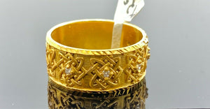 22k Ring Solid Gold ELEGANT Charm Ladies Band SIZE 7.25 "RESIZABLE" r2591mon - Royal Dubai Jewellers