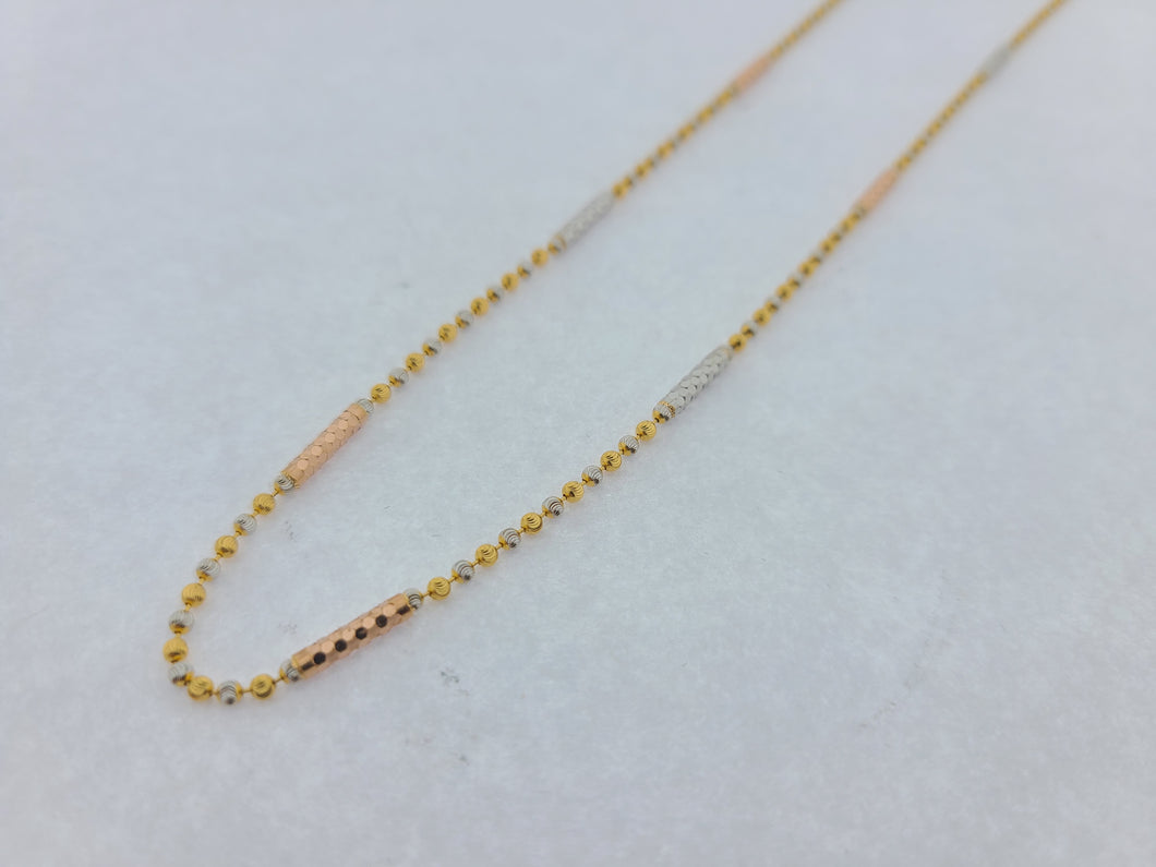 22K Solid Gold Ladies Designer Beaded Chain C5543 - Royal Dubai Jewellers